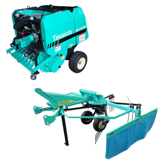 Takakita Mini Round Hay Baler & Hay Rake Combo