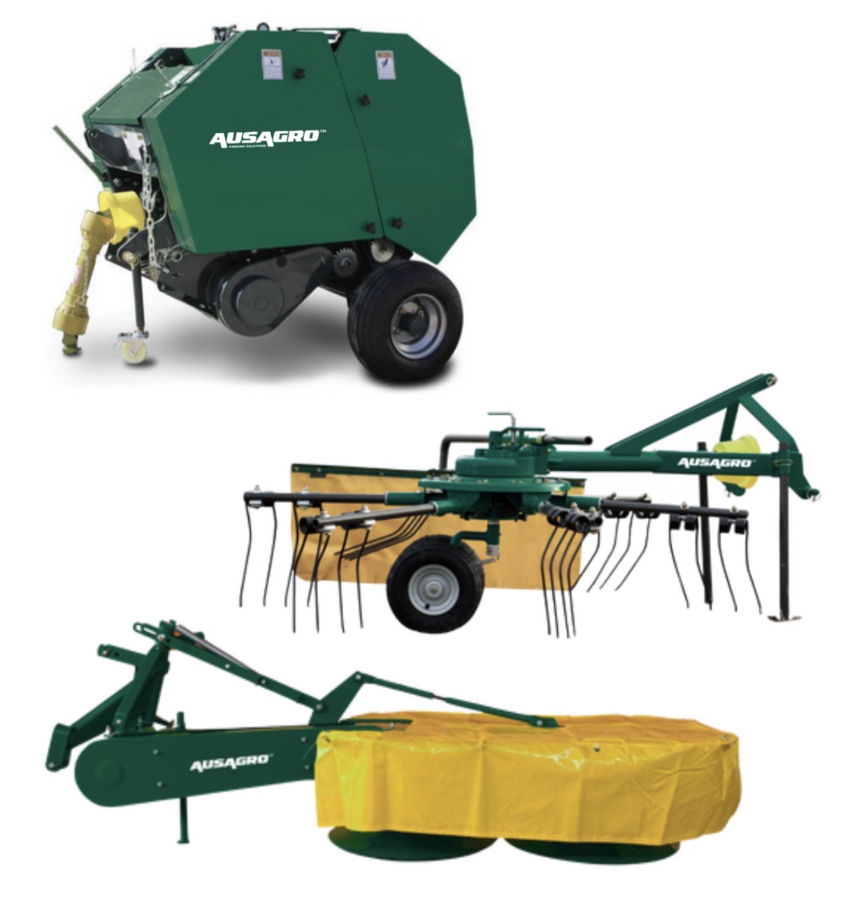 Aus Agro farm machinery — Baler-Rake-Mower Combo