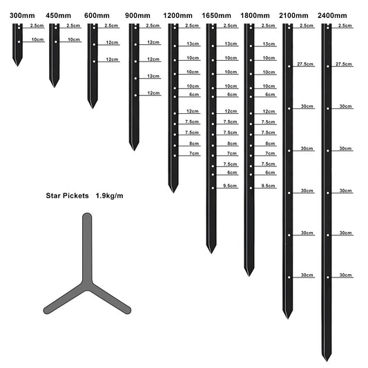 Black Star Pickets Various Length Y-Posts
